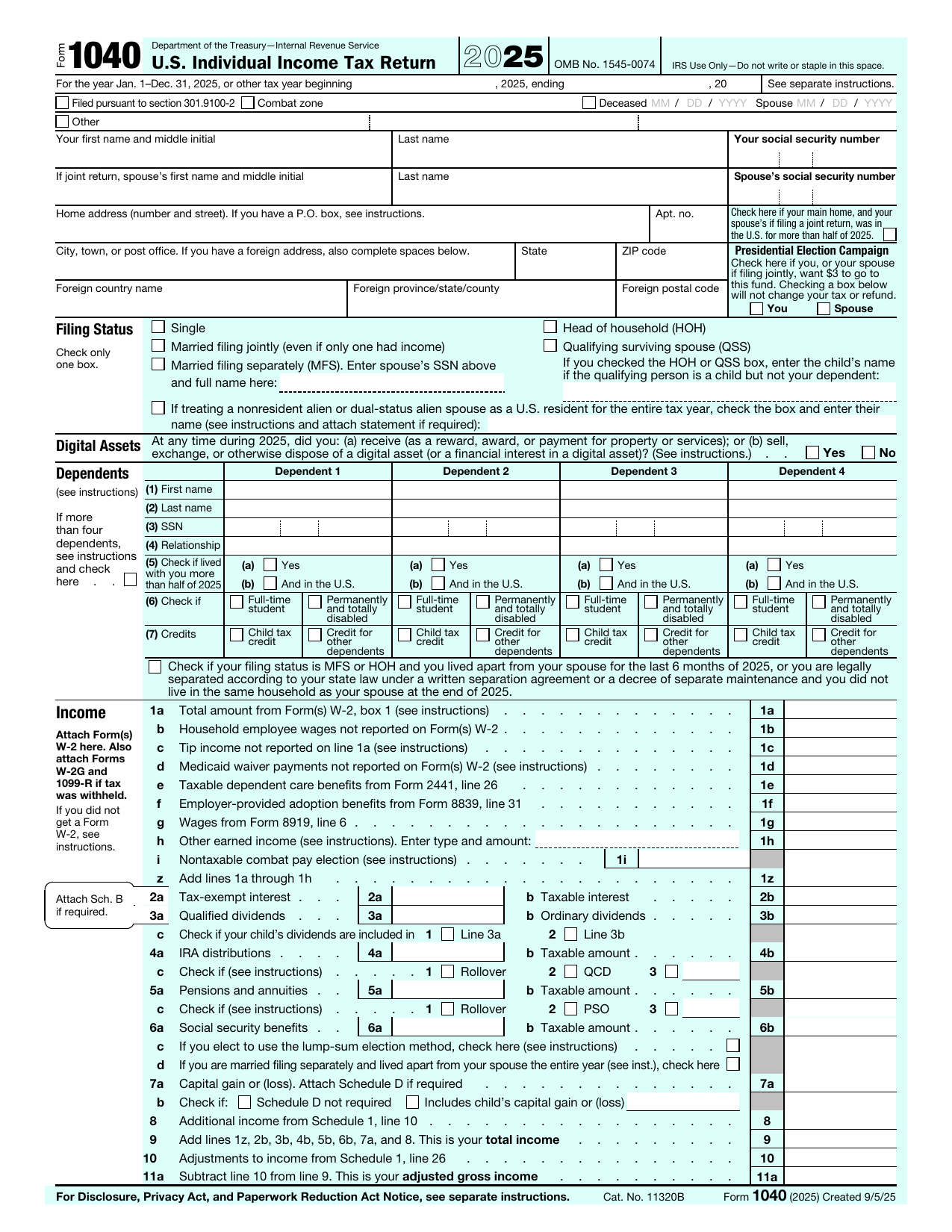 Form 1040 preview