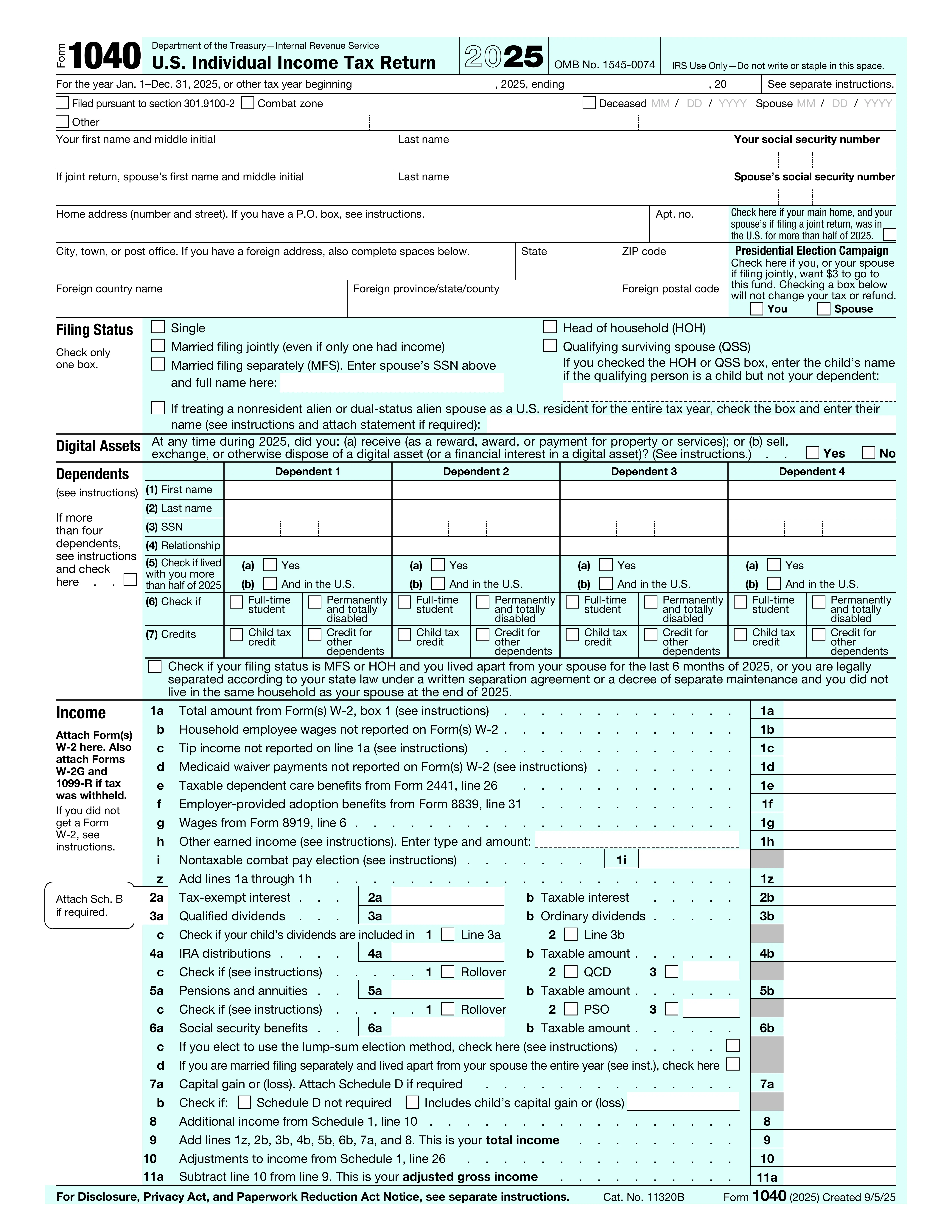 Form 1040 preview
