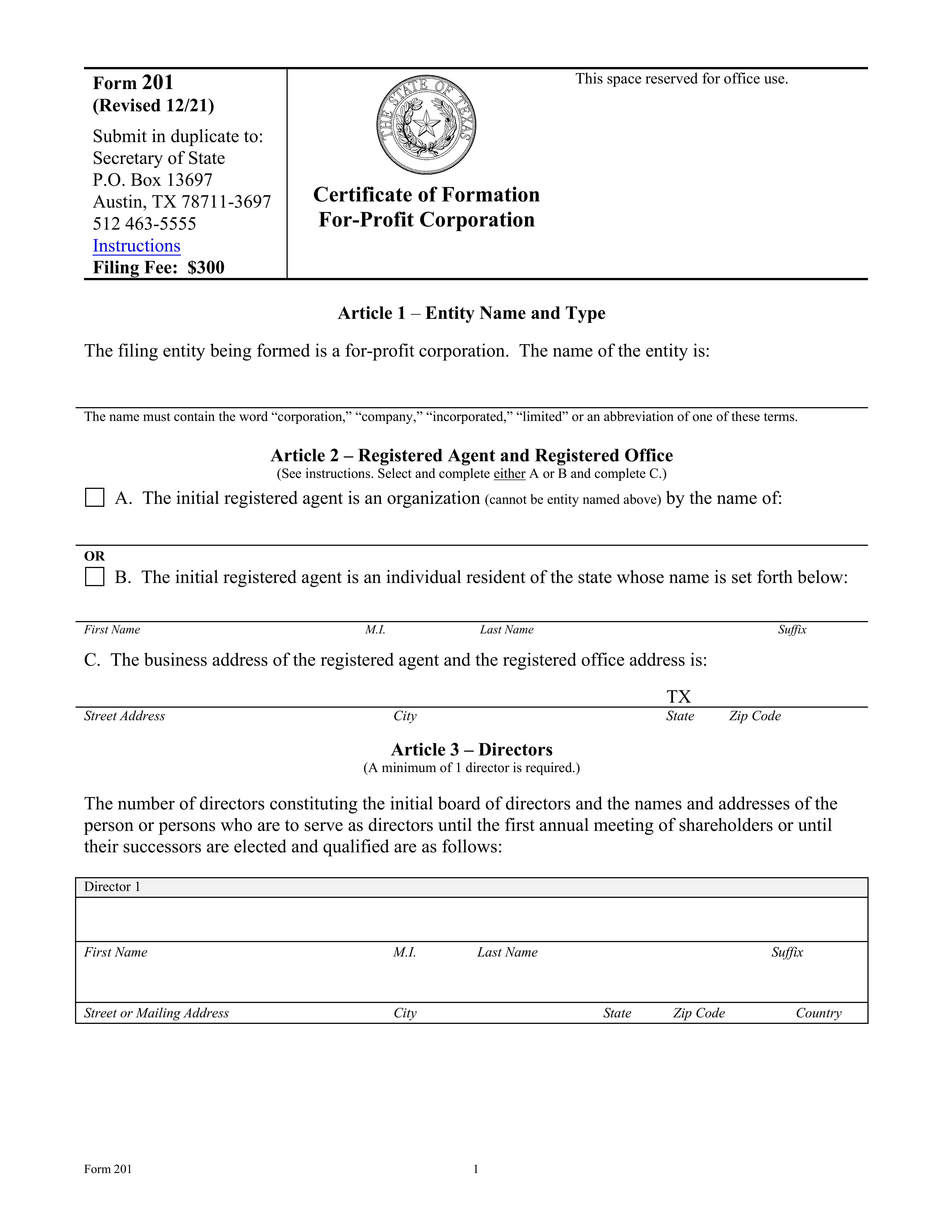 Articles of Incorporation
