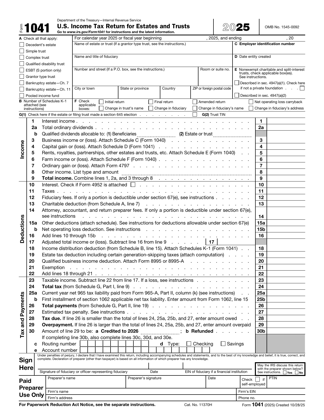 Form 1041 preview