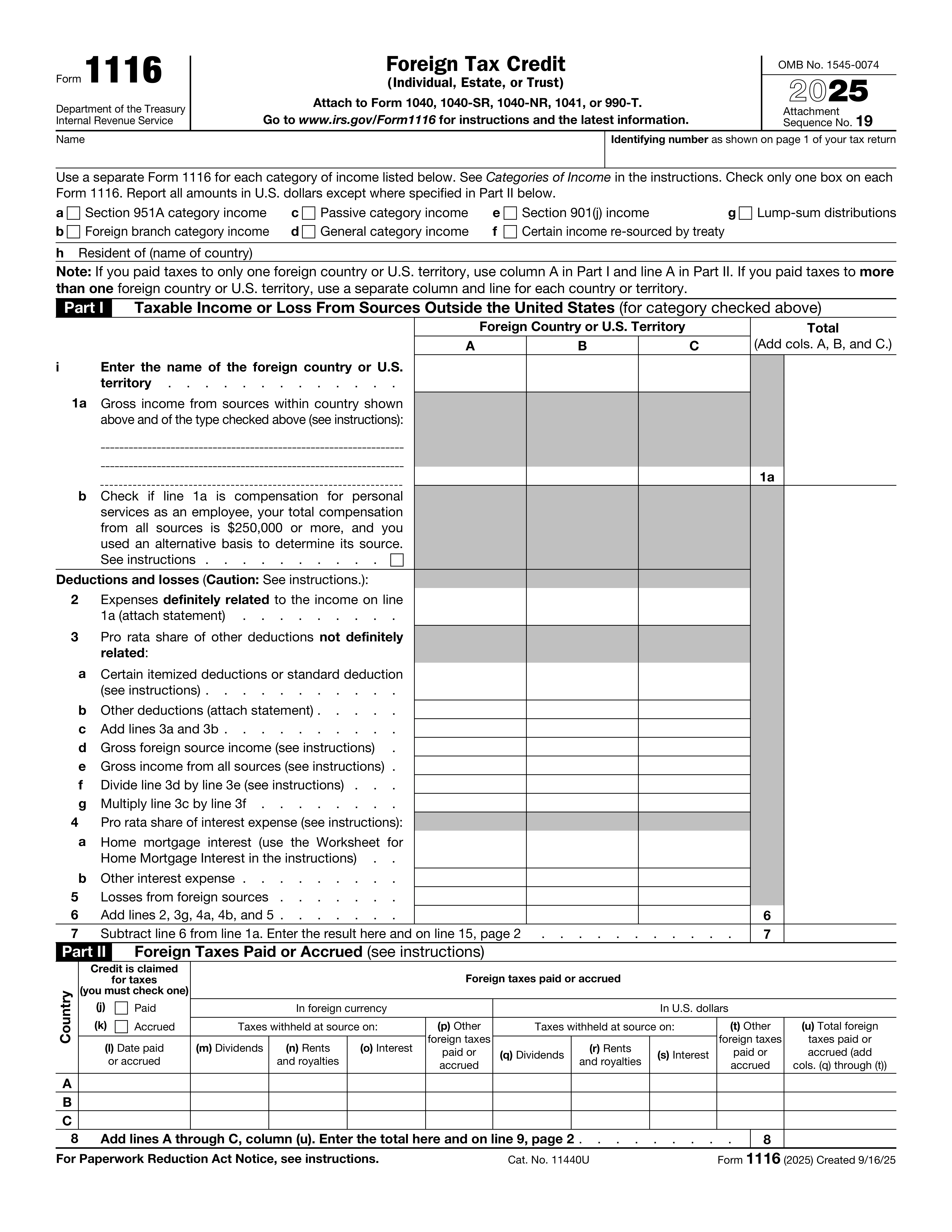 Form 1116 preview