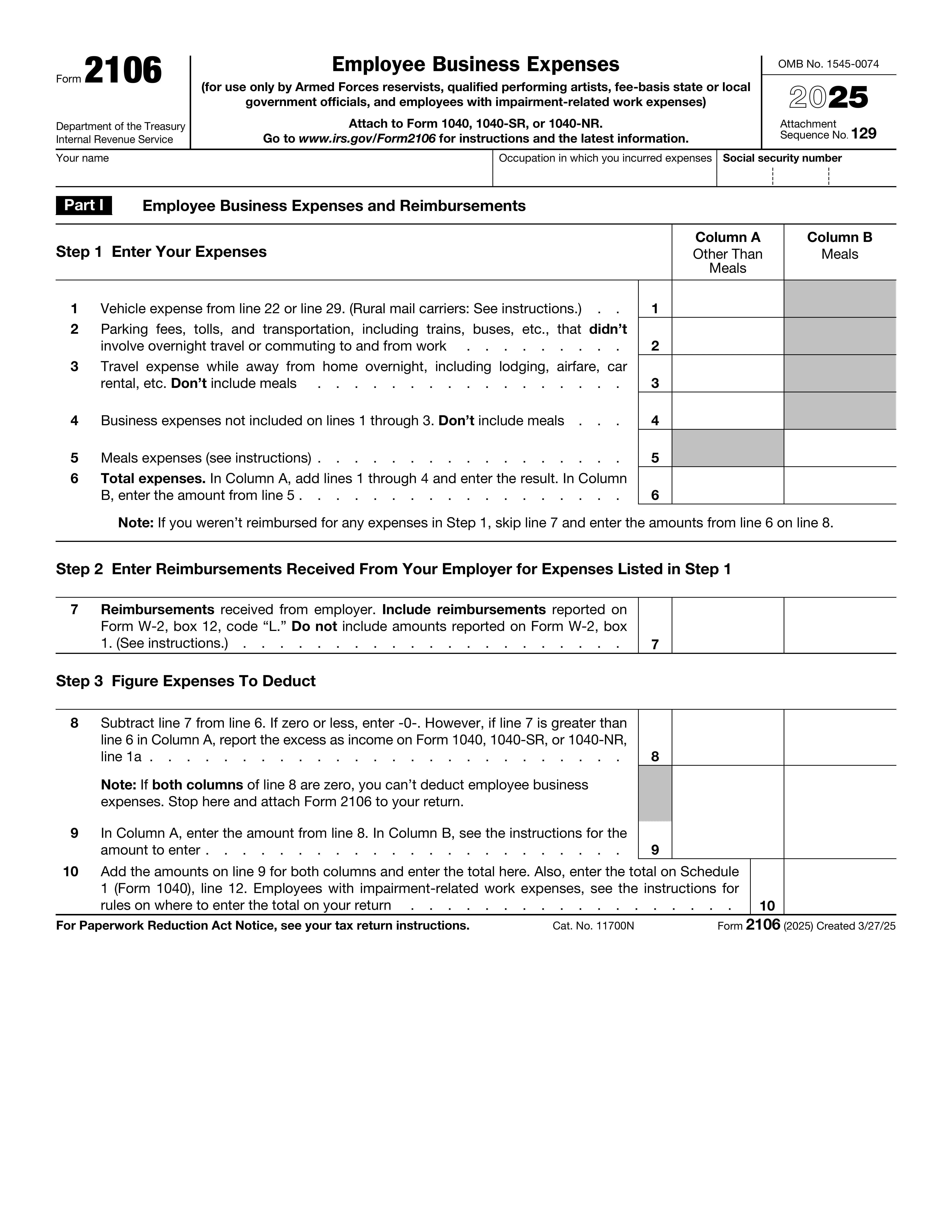 Form 2106 preview