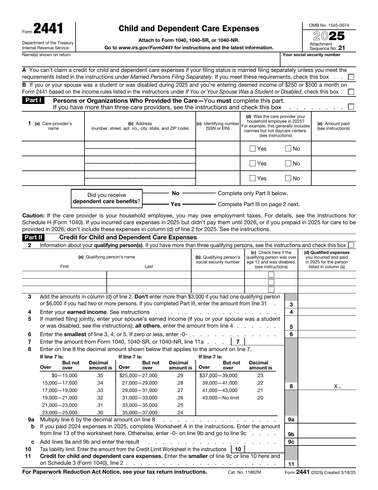 Form 2441 preview