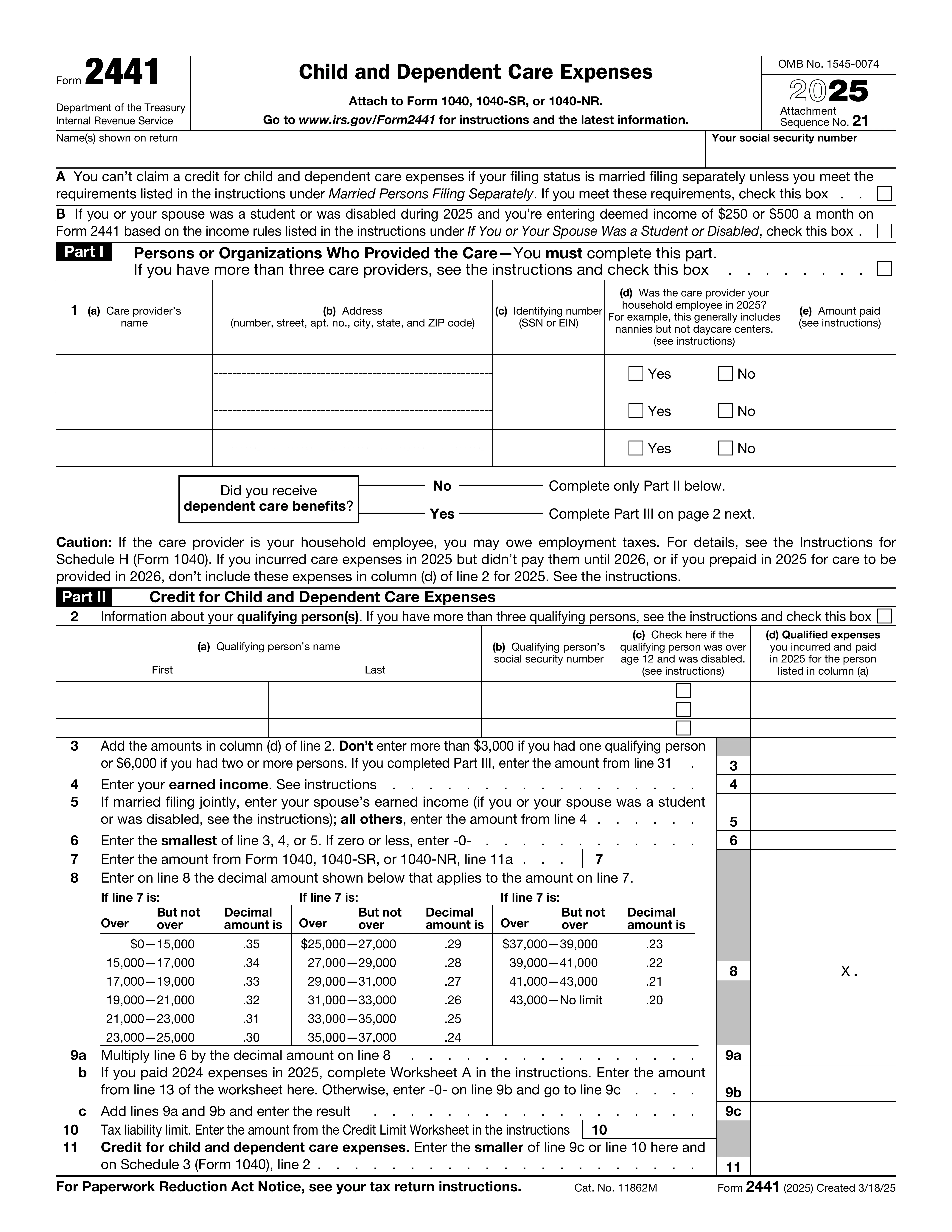 Form 2441 preview
