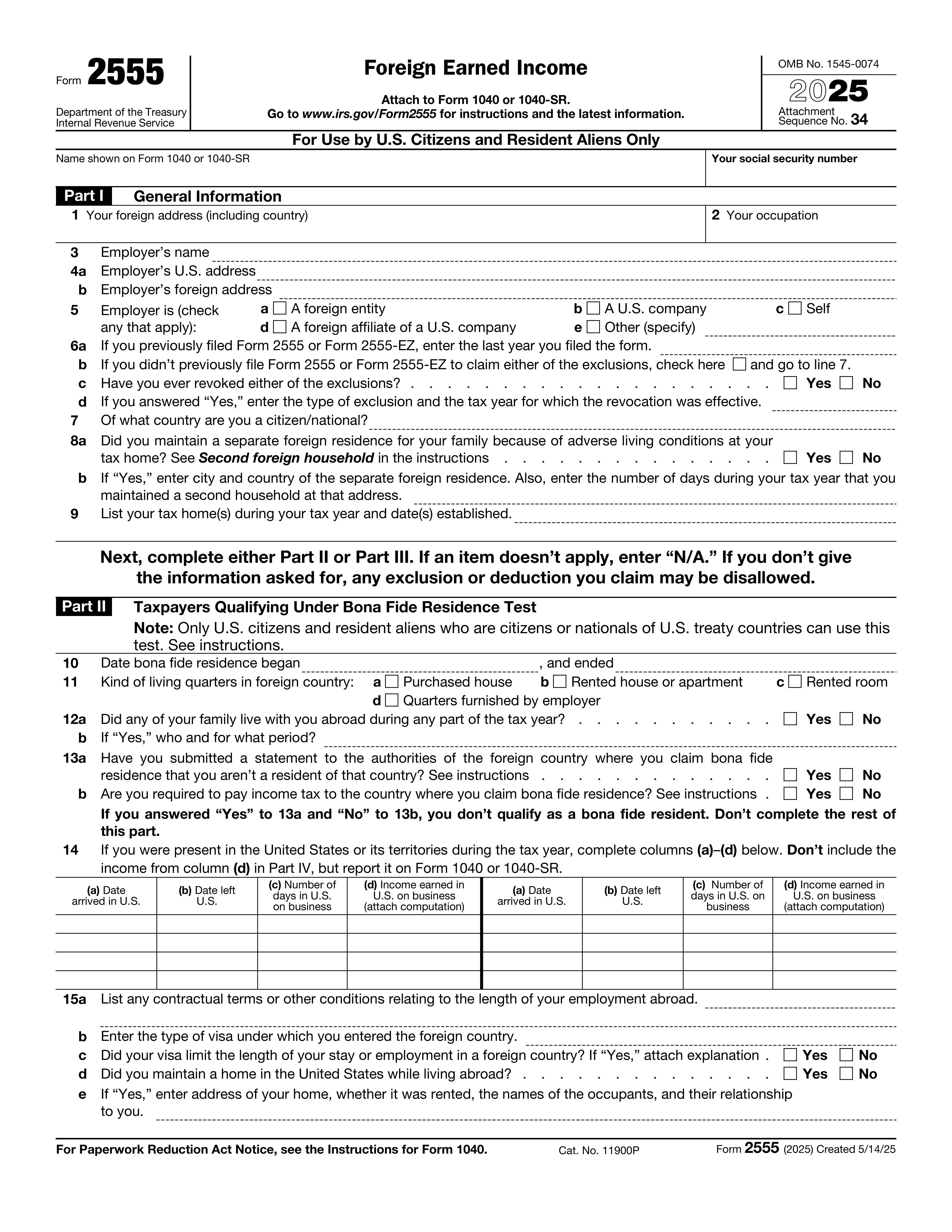Form 2555 preview