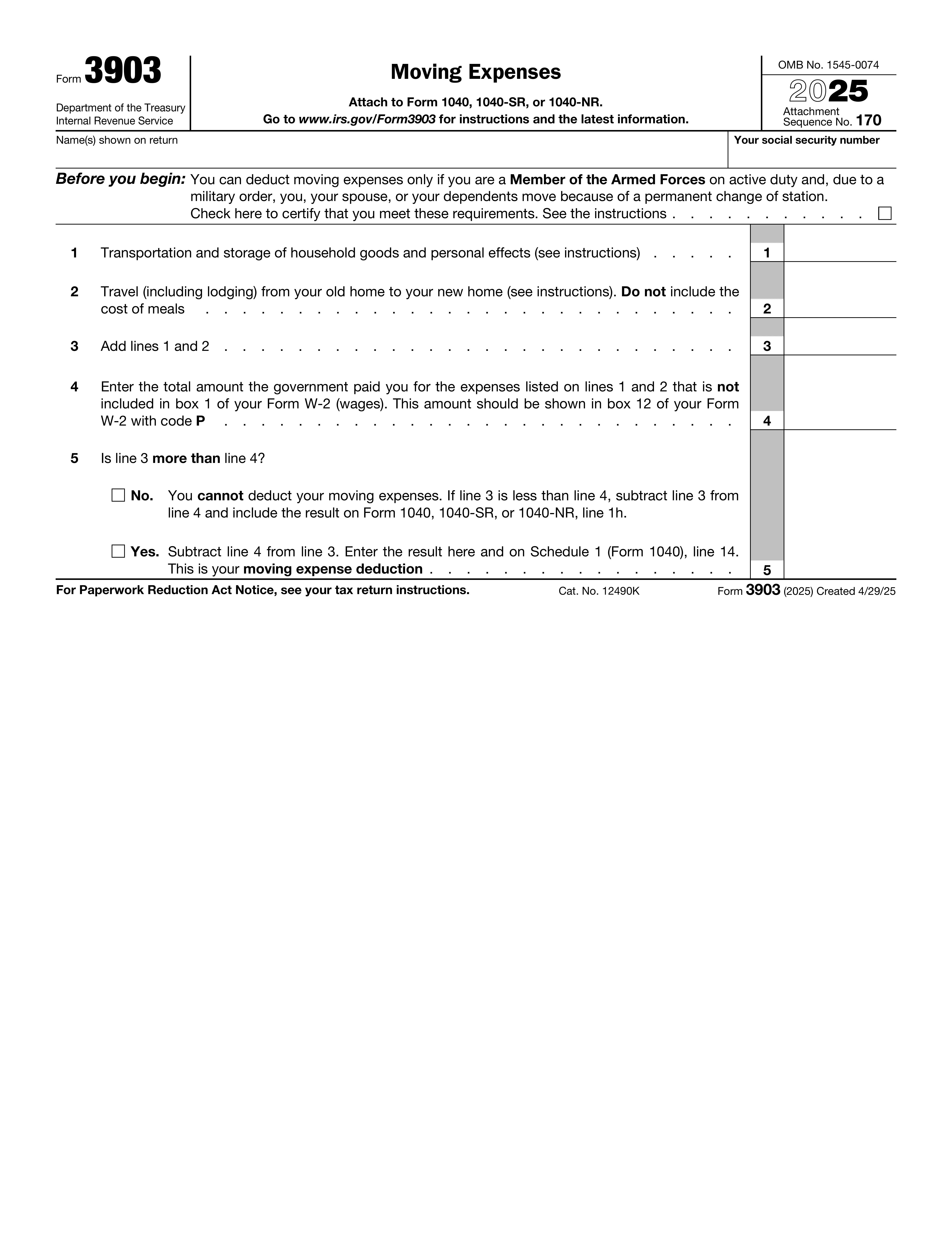 Form 3903 preview