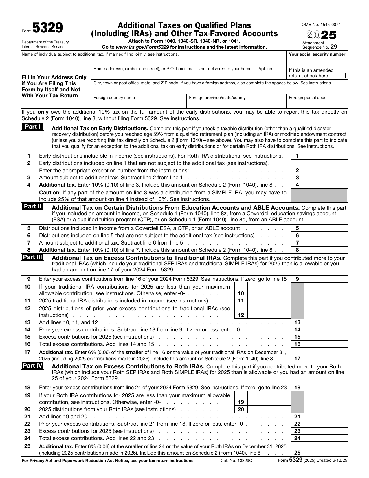 Form 5329 preview
