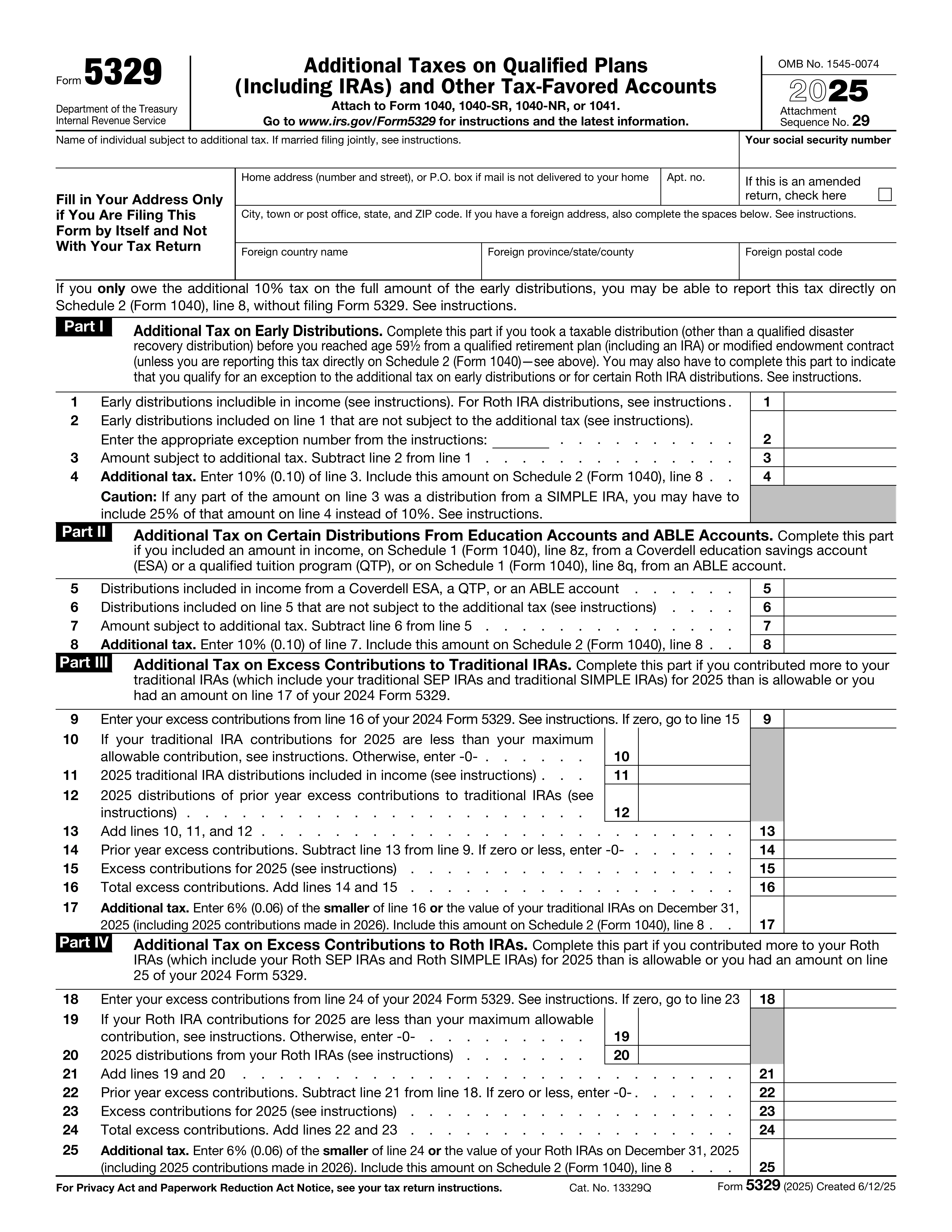 Form 5329 preview
