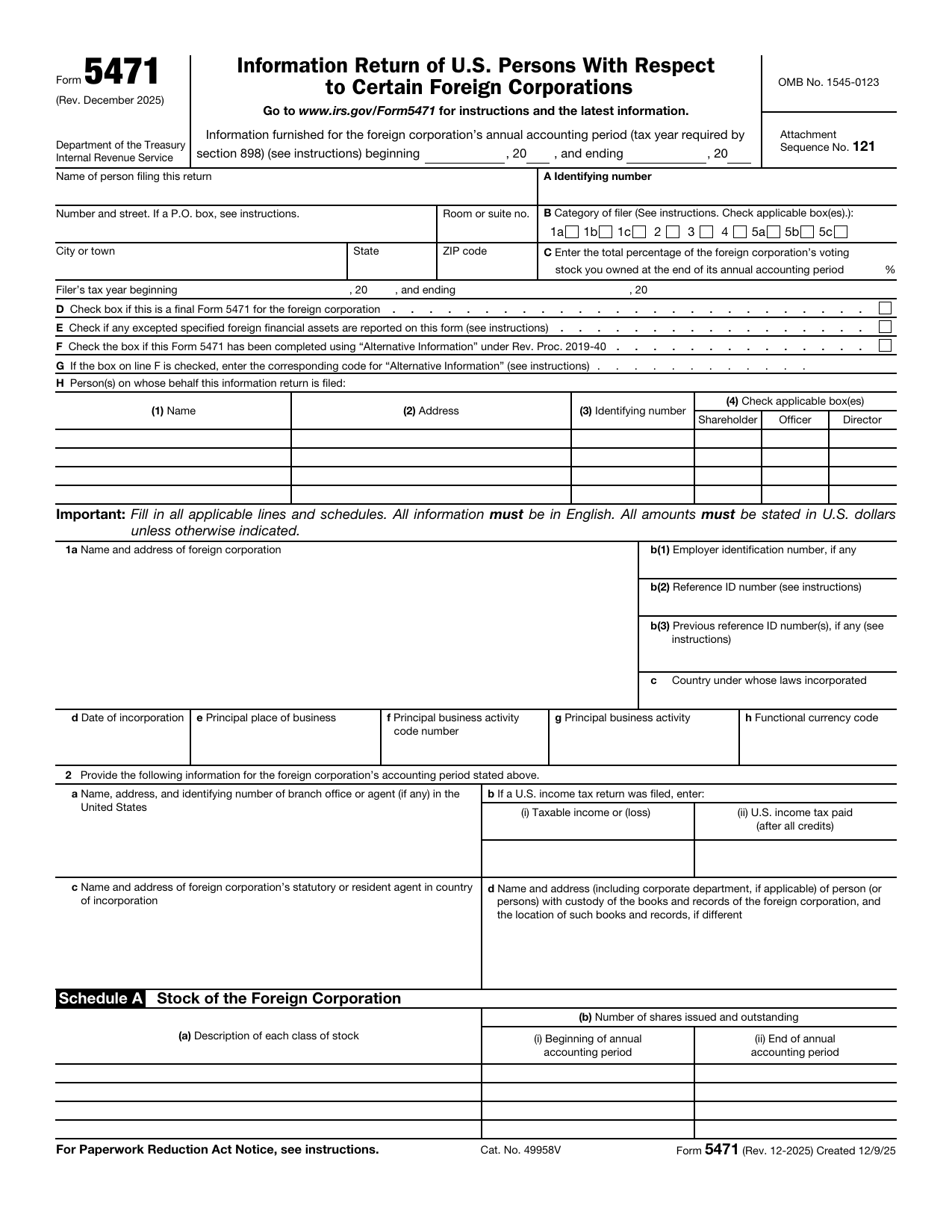 Form 5471 preview