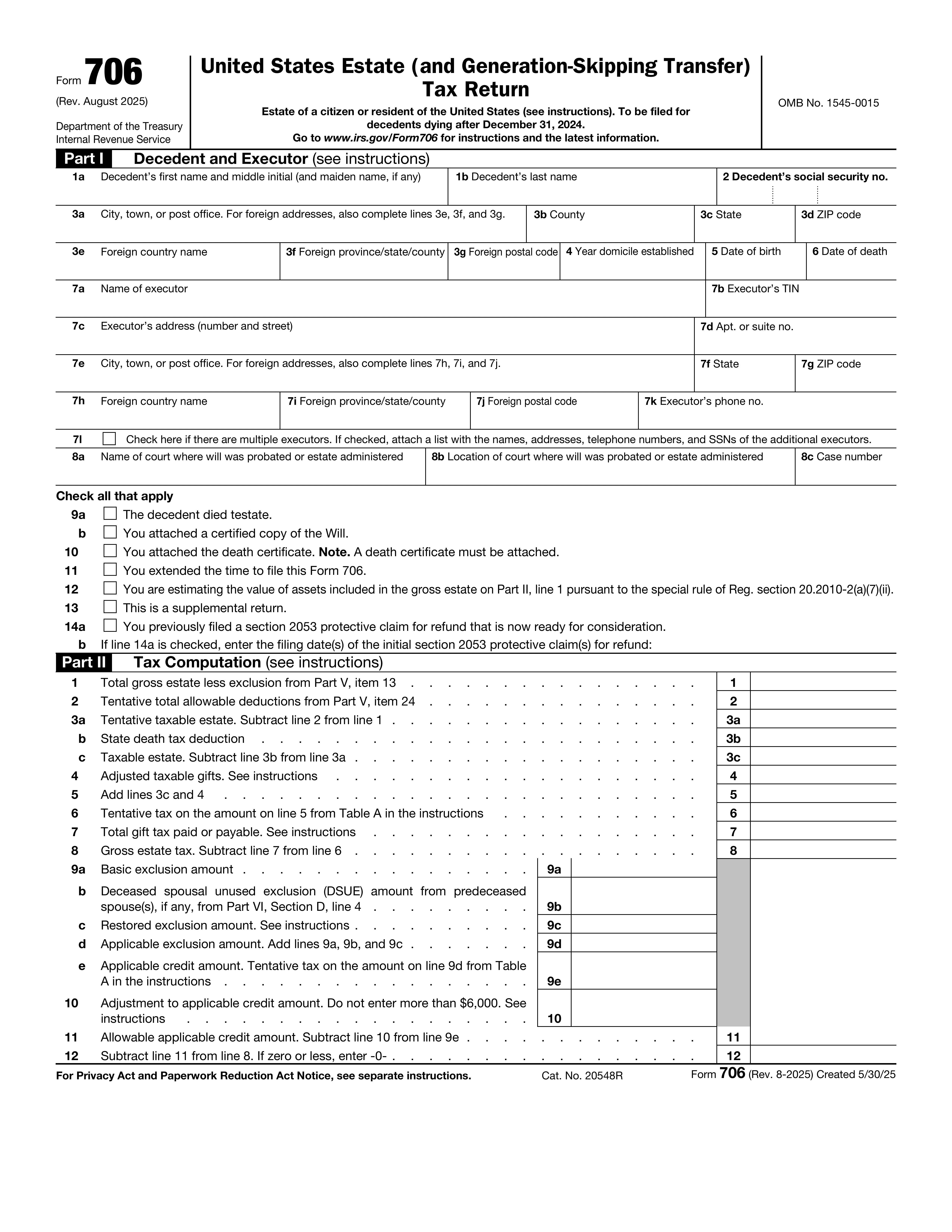 Form 706 preview