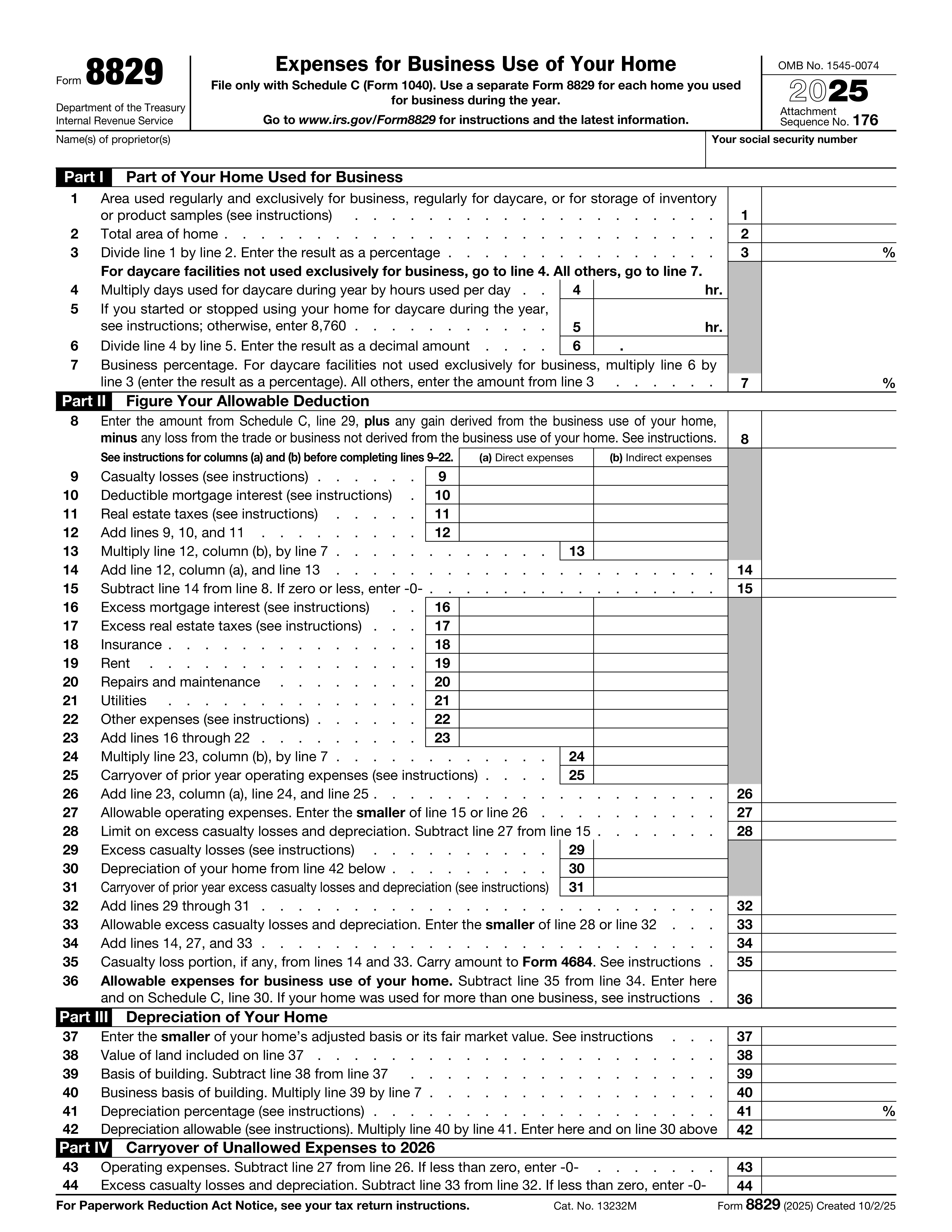 Form 8829 preview