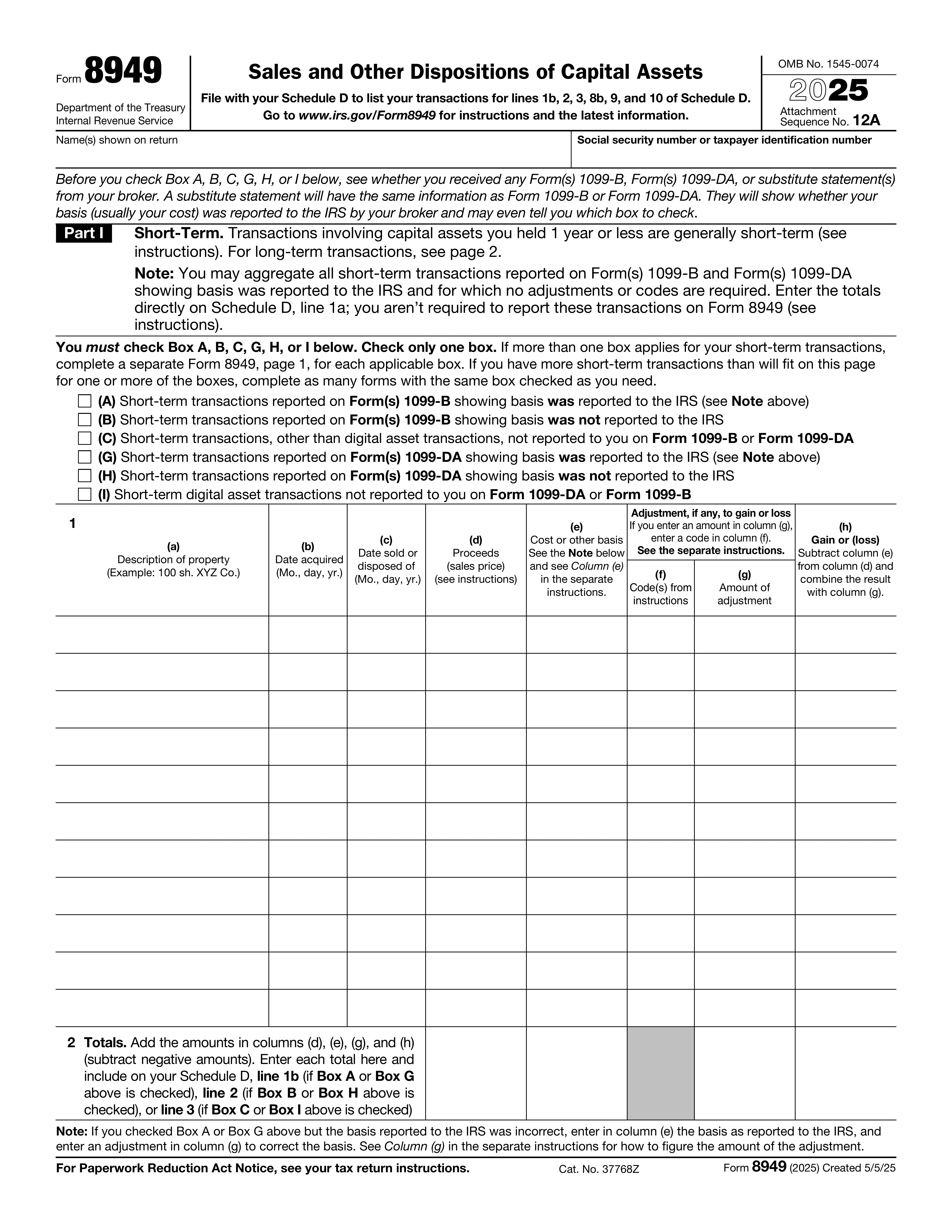 Form 8949 preview