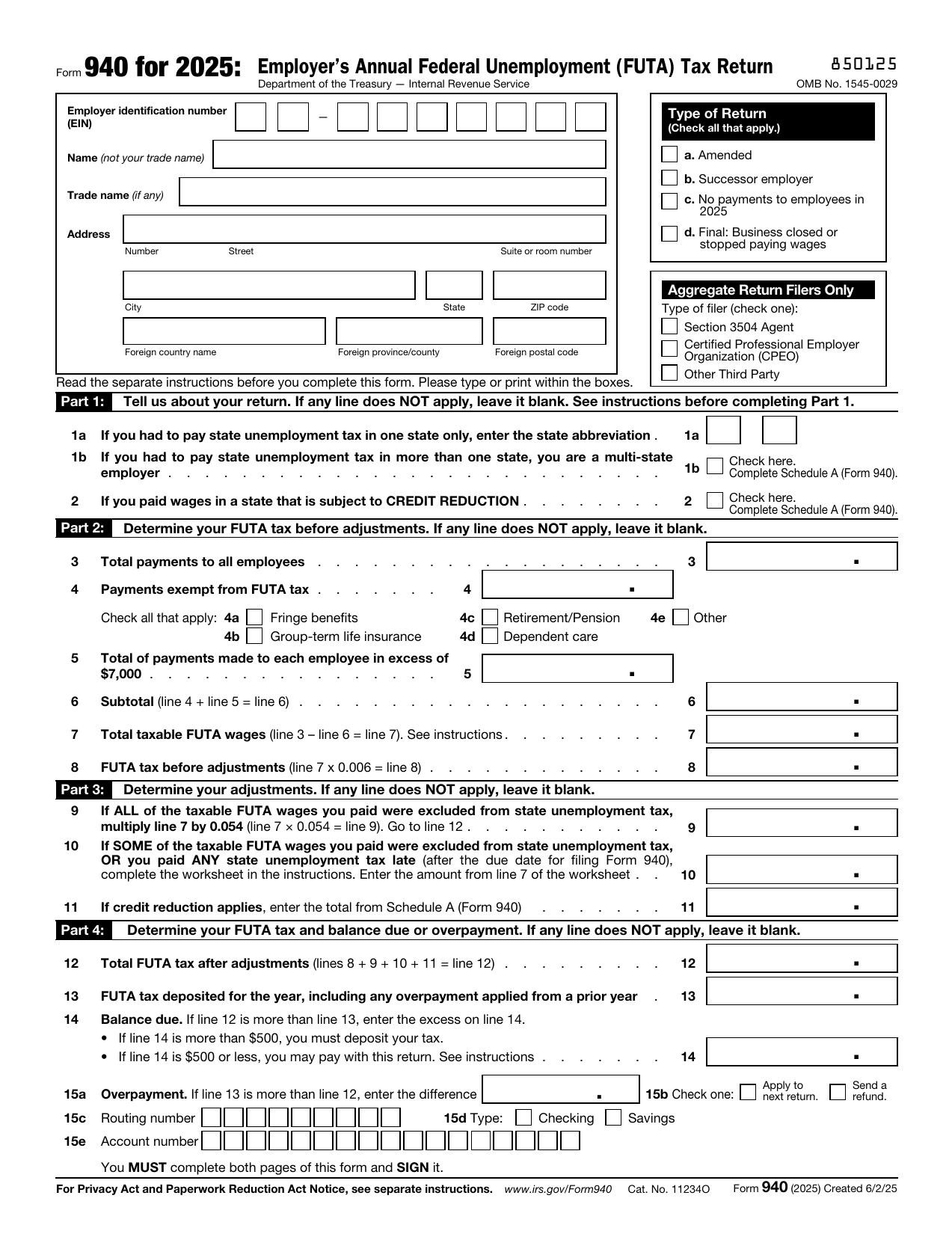 Form 940 preview