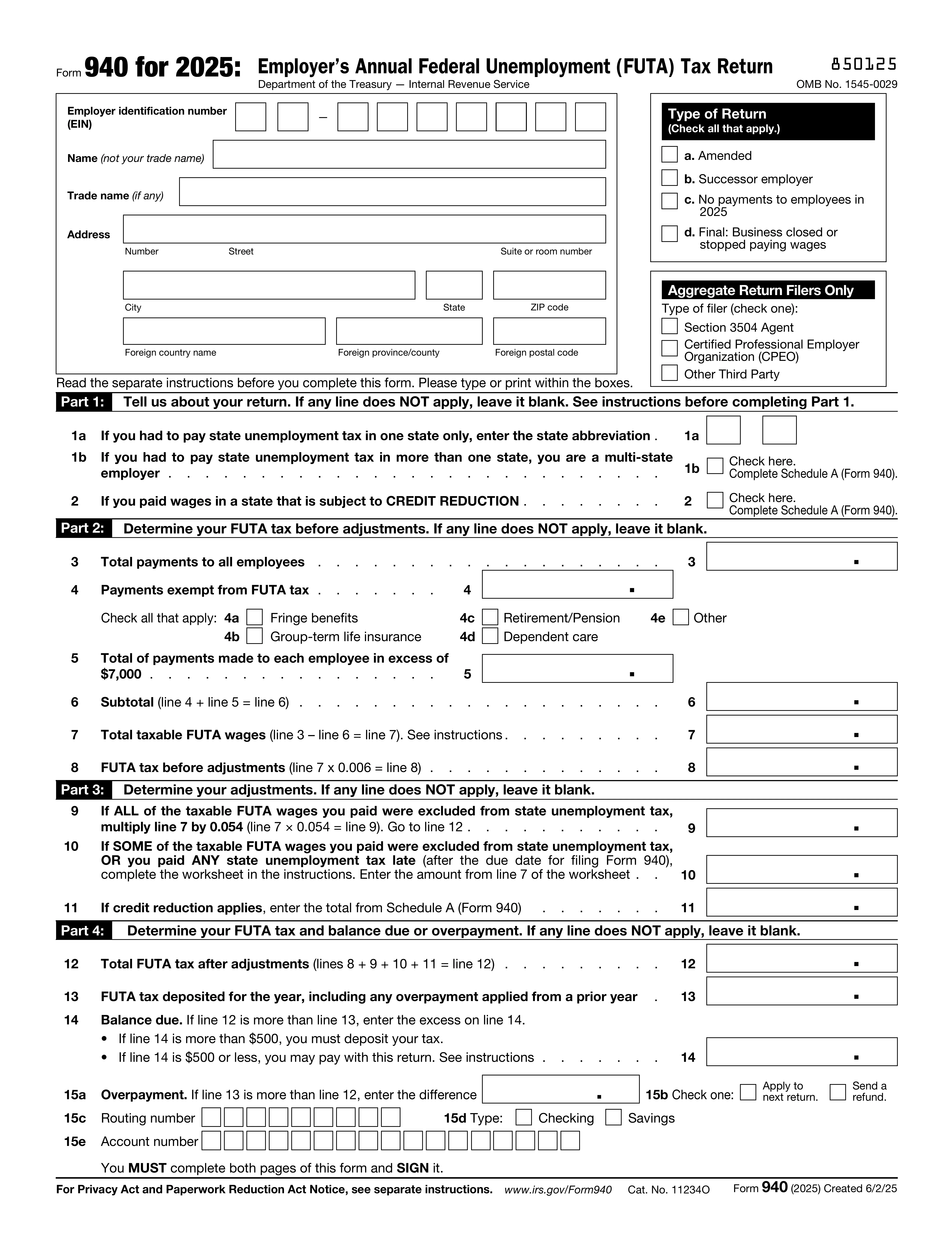 Form 940 preview
