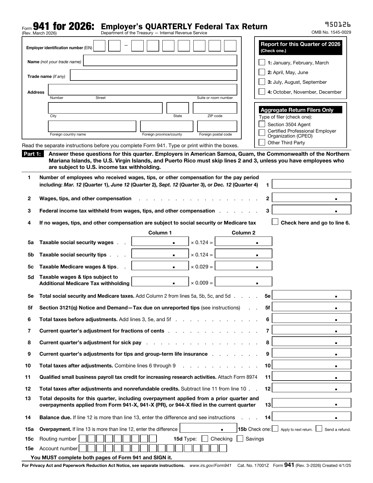 Form 941 preview