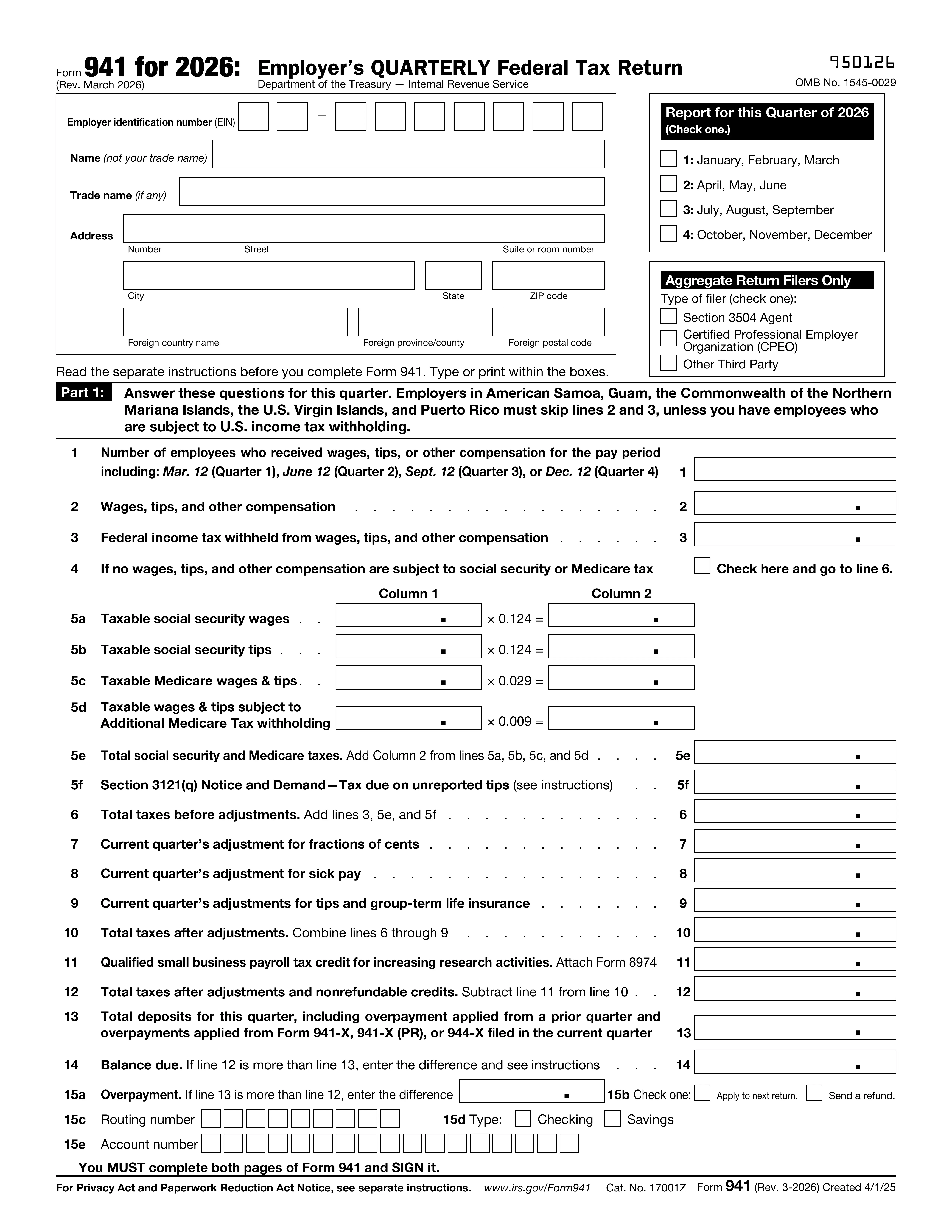 Form 941 preview