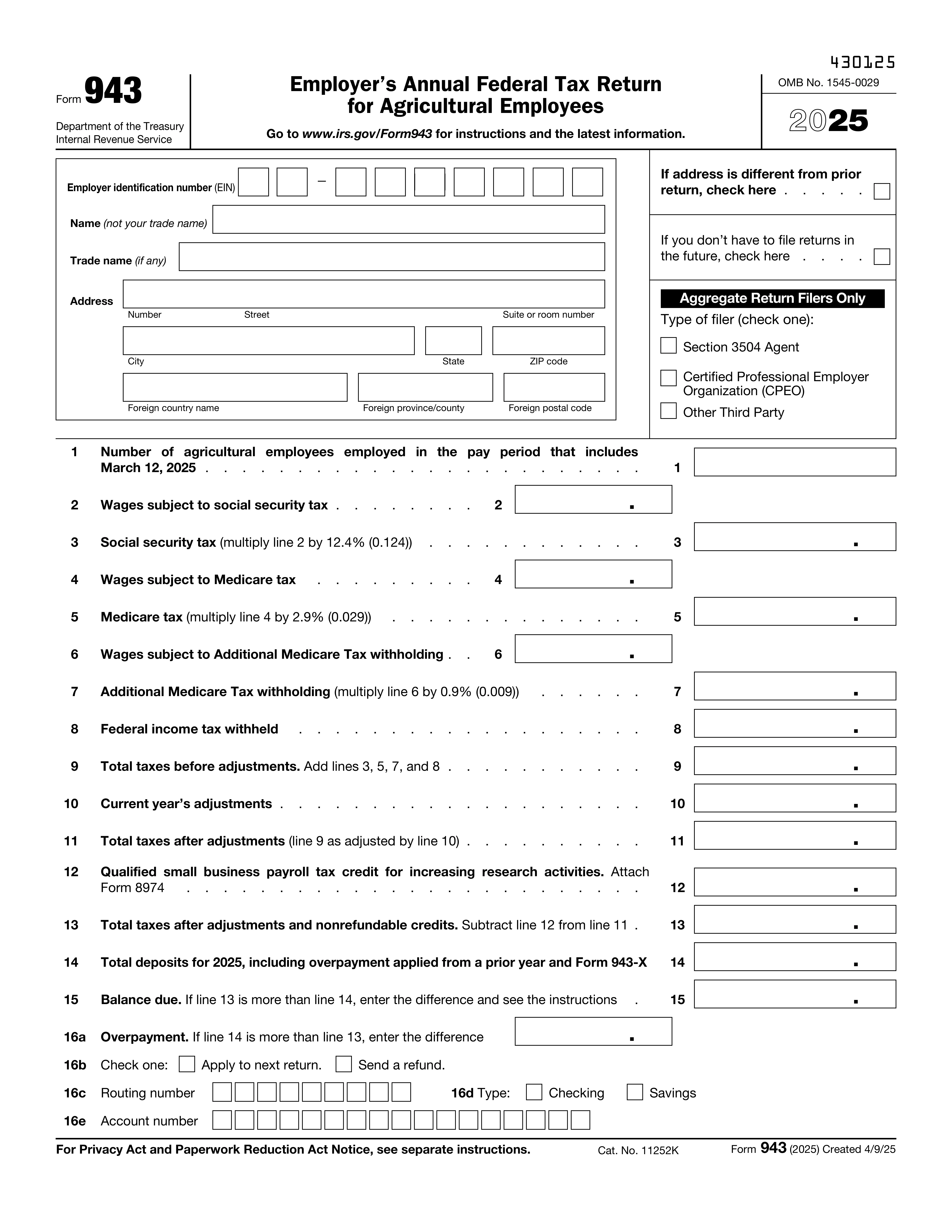 Form 943 preview