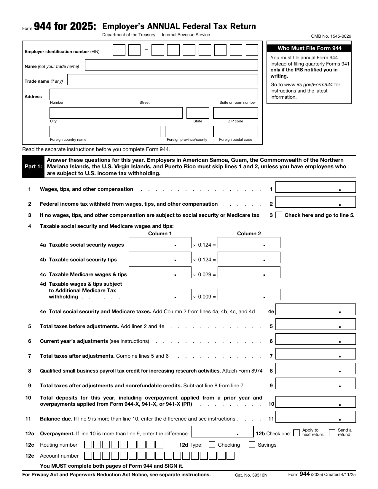 Form 944 preview