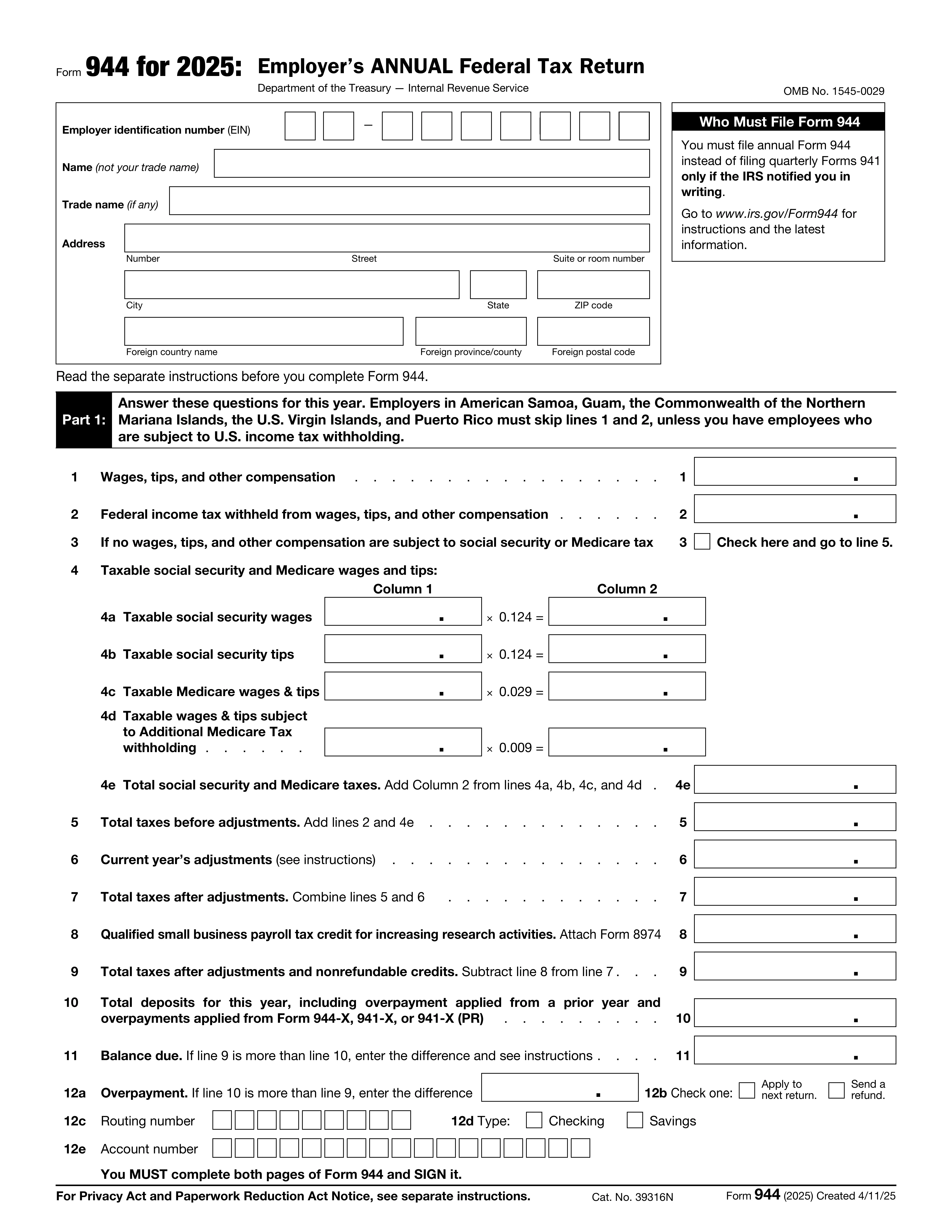 Form 944 preview
