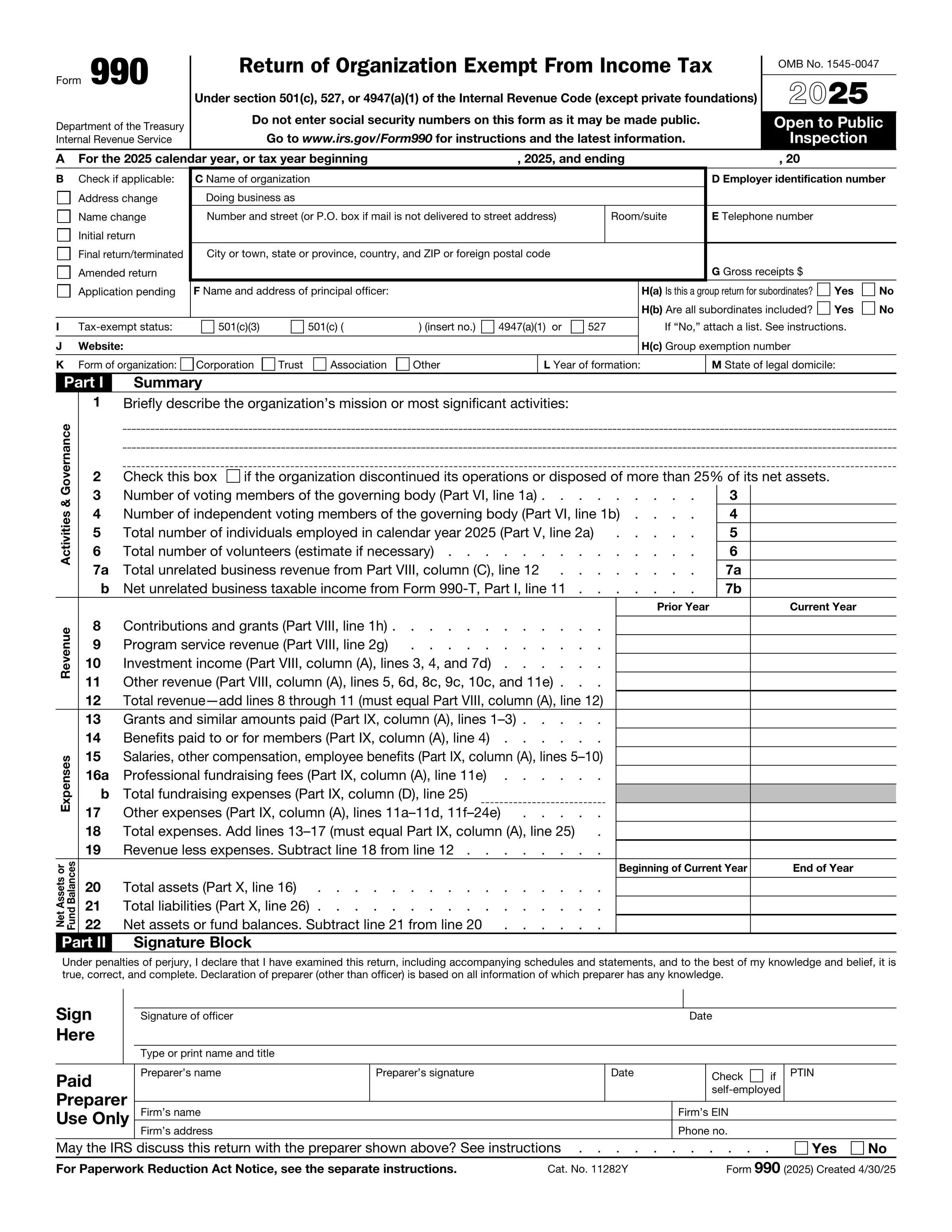 Form 990 preview