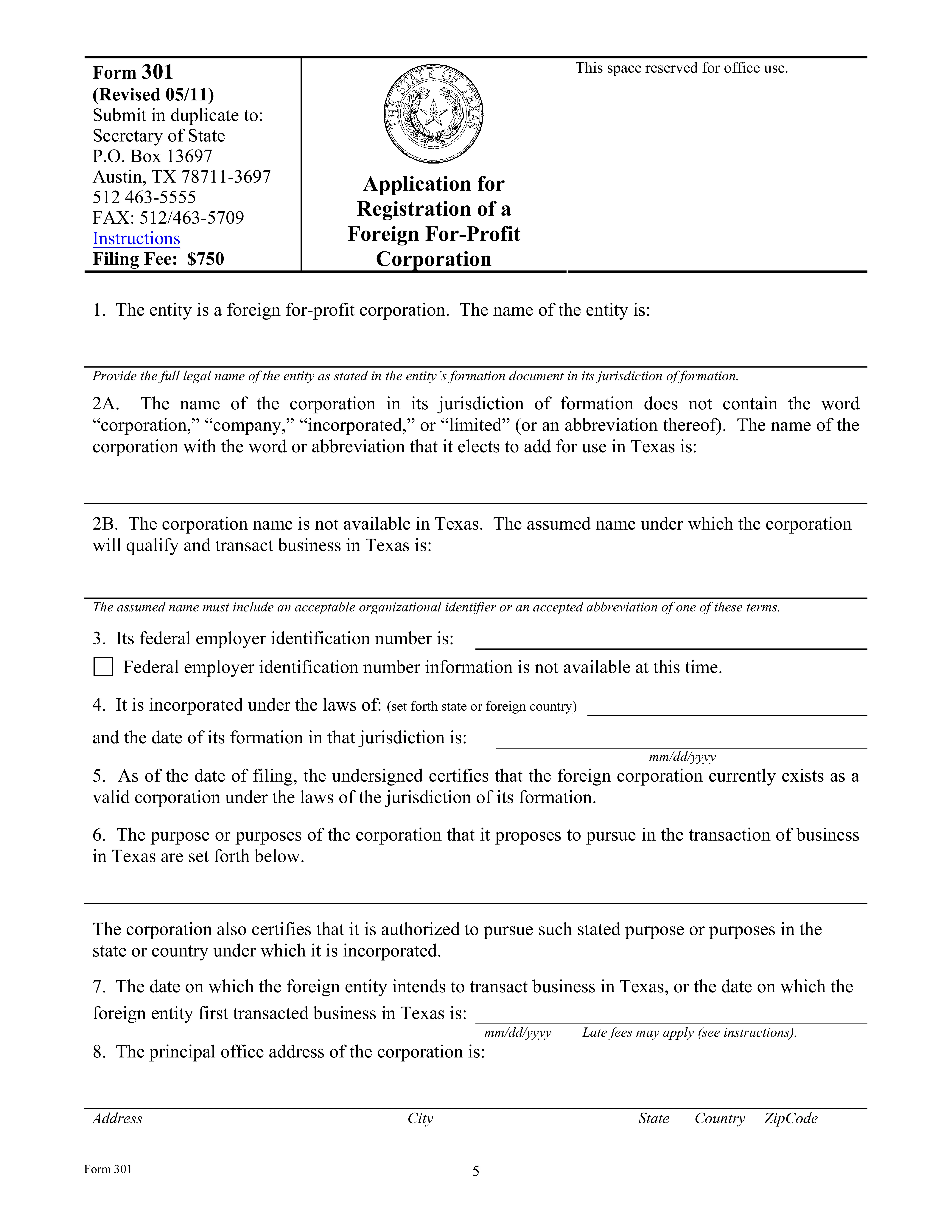 Foreign Entity Registration preview