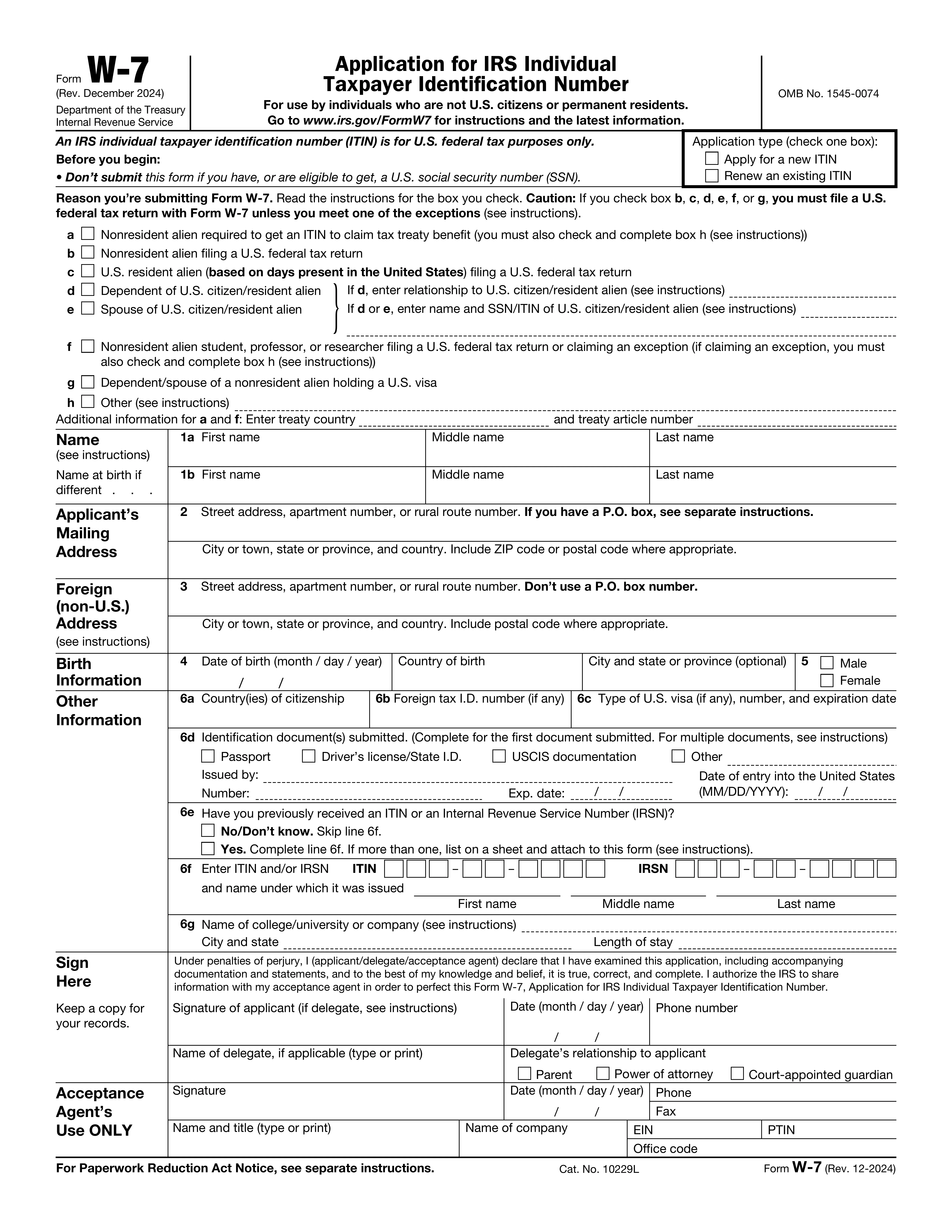 Form W-7 preview