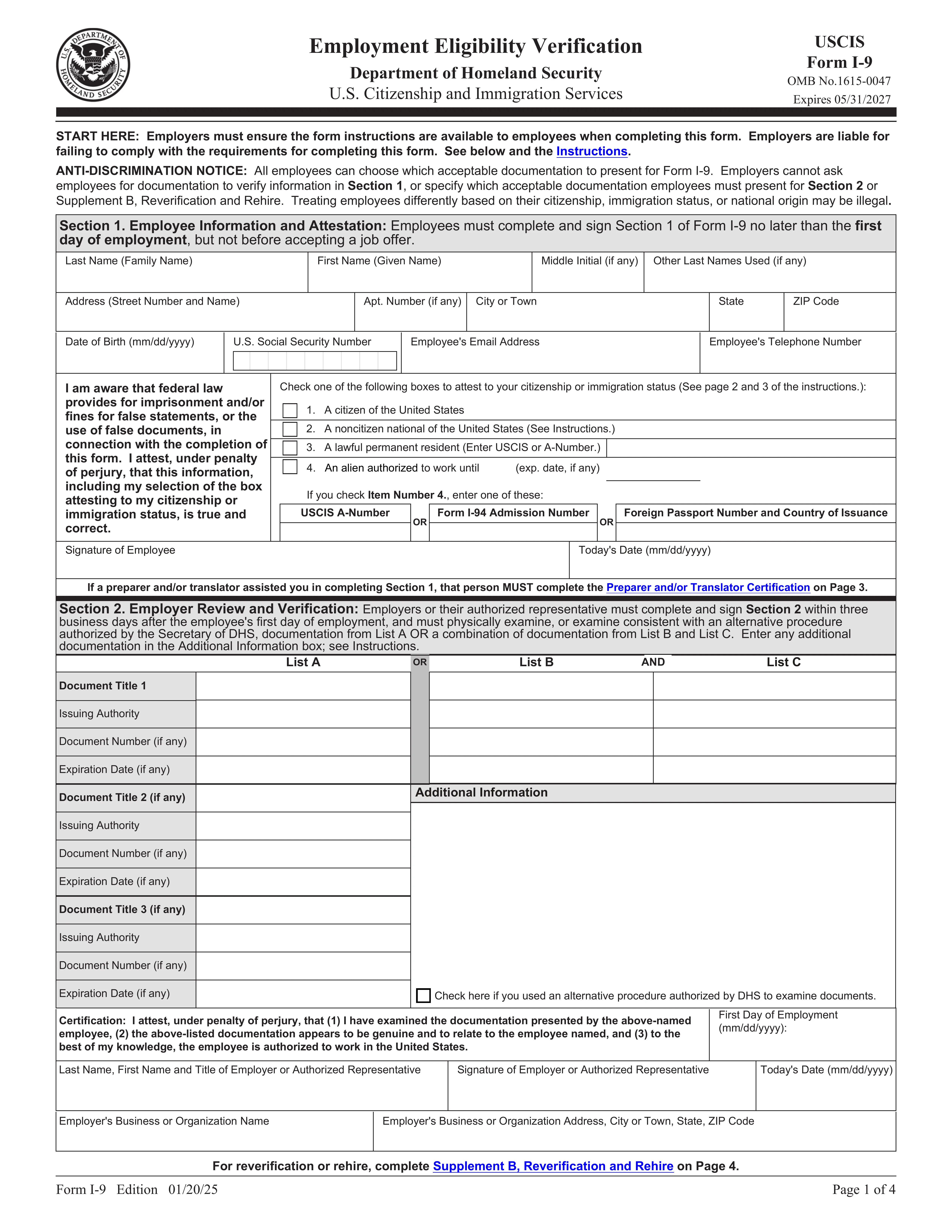 I-9 Form preview