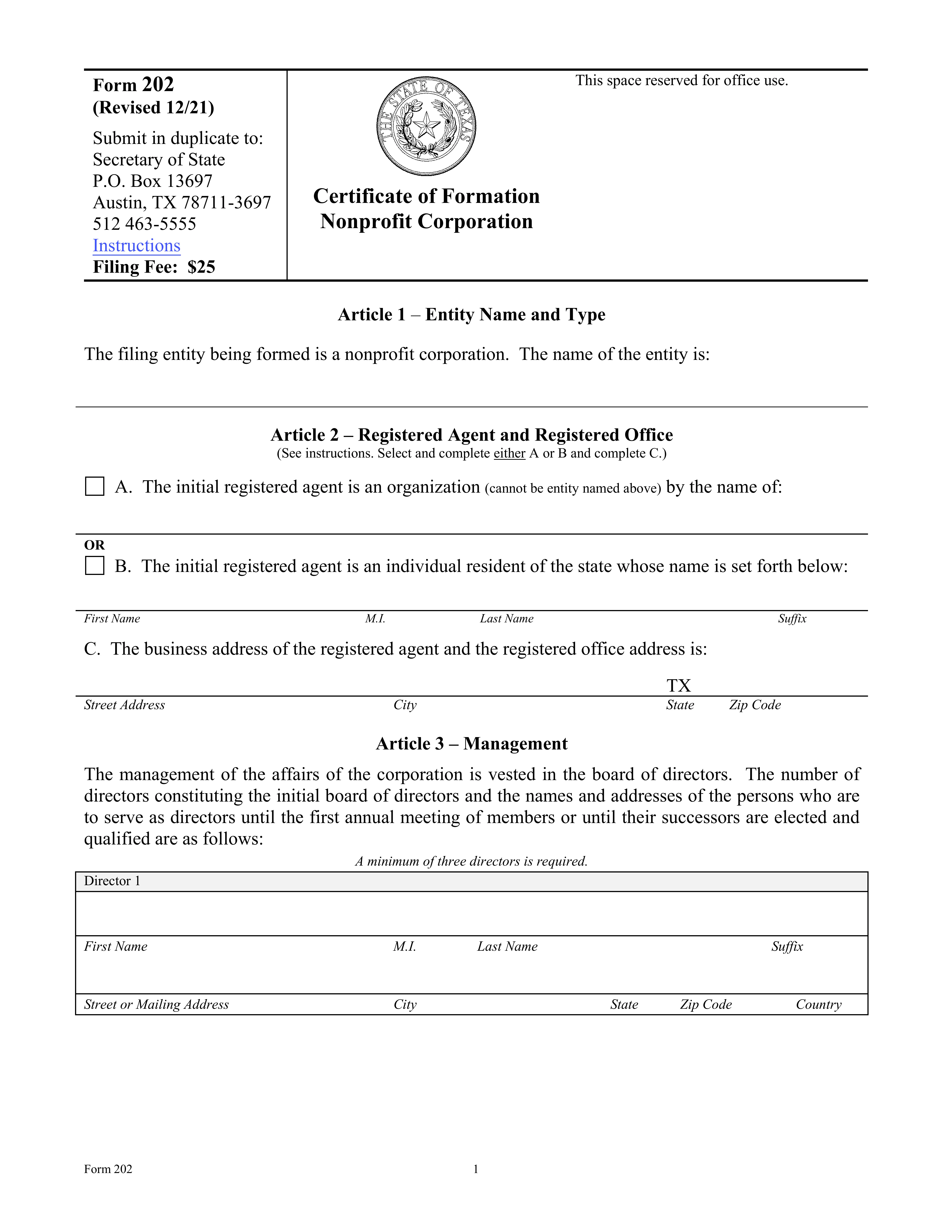 Nonprofit Articles of Incorporation preview