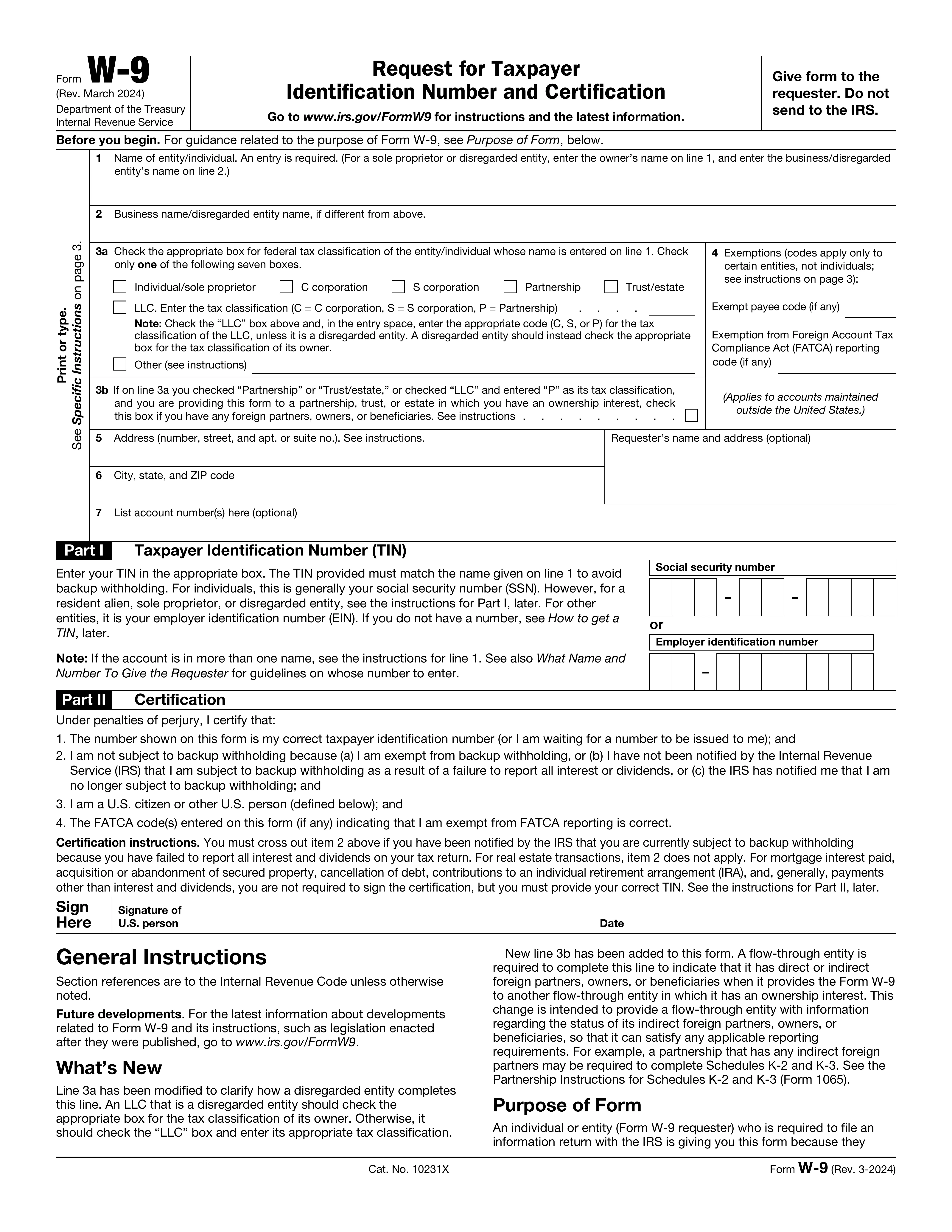 W-9 Form preview